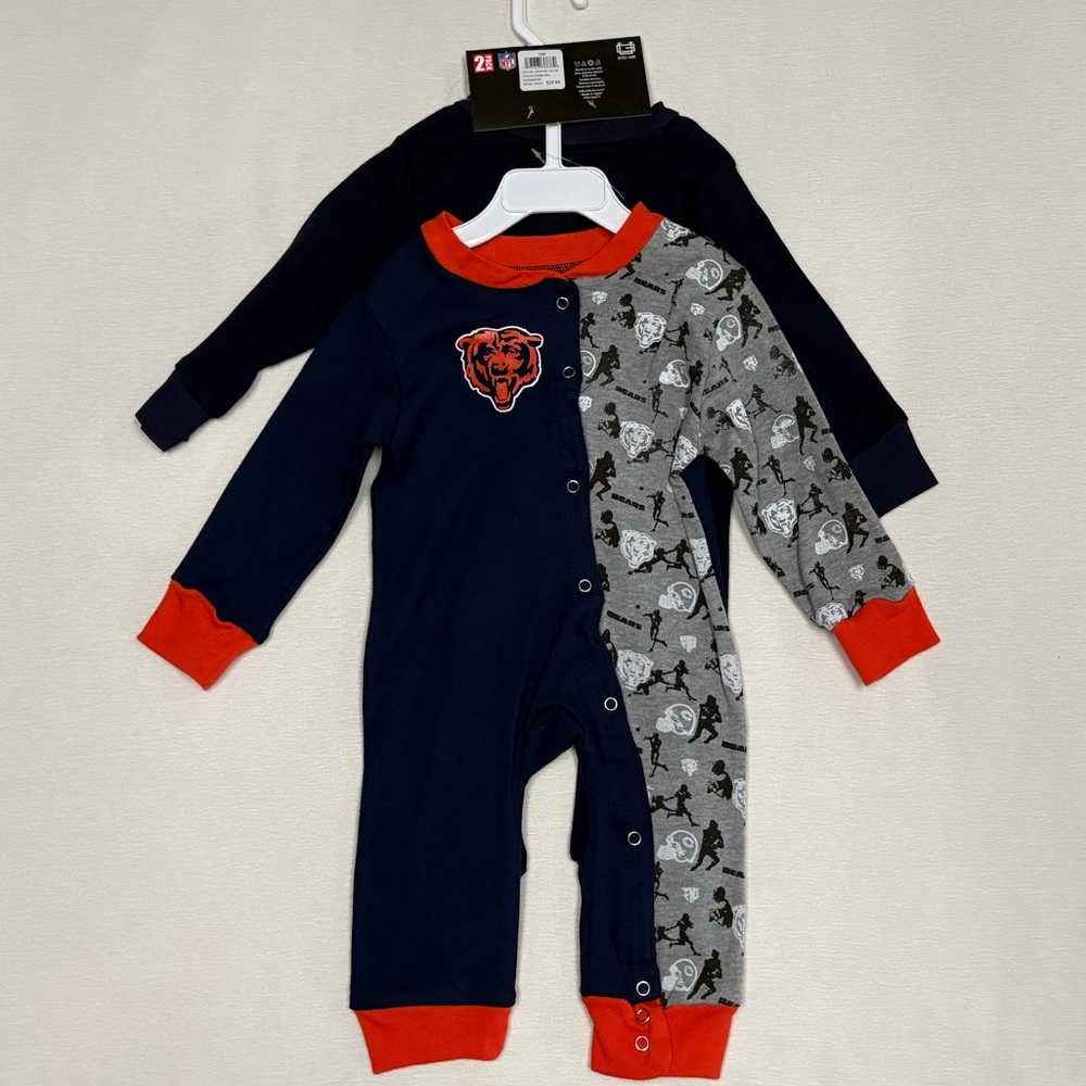 Chicago Bears Coverall/ Sleep and Play - NFL / Ultra Game 2 pack - NWT